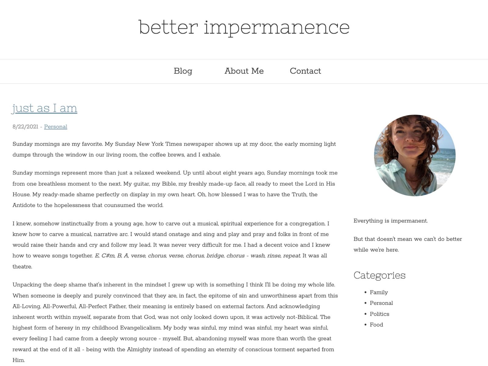 The Better Impermanence blog home page.